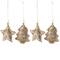 Sequin Stars and Trees Plush Christmas Ornaments - 4" - Gold - Set of 4